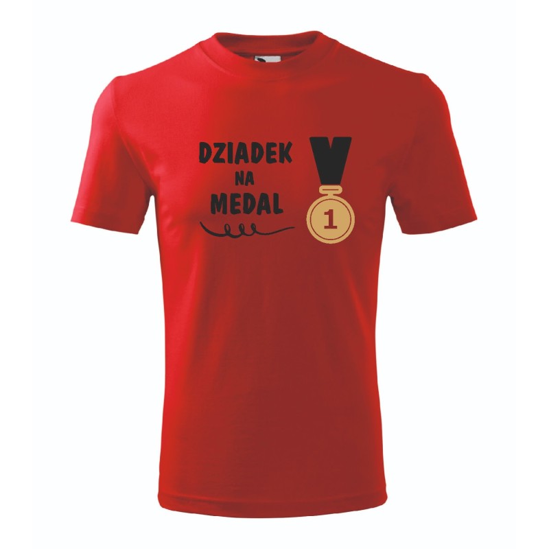 T-shirt męski czerwony dziadek na medal roz. S