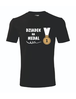 T-shirt męski czarny dziadek na medal roz. S