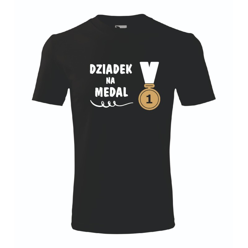 T-shirt męski czarny dziadek na medal roz. S