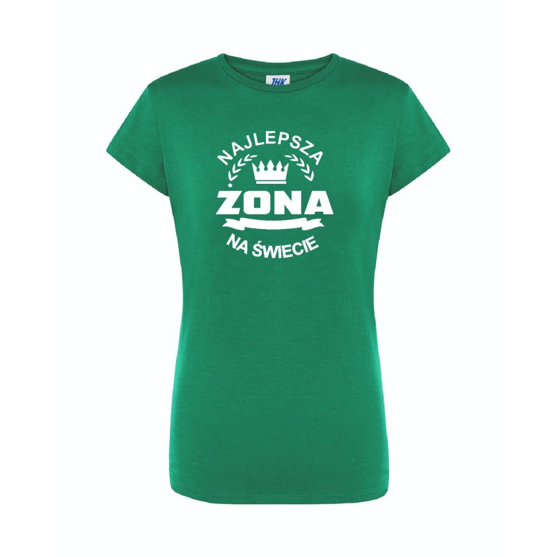 T-shirt damski zielony najlepsza żona roz. S