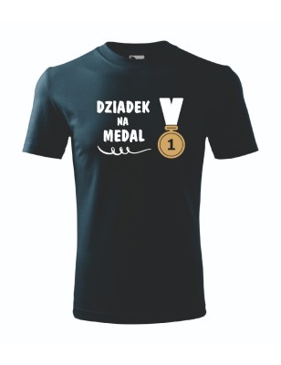 T-shirt męski granatowy dziadek na medal roz. S