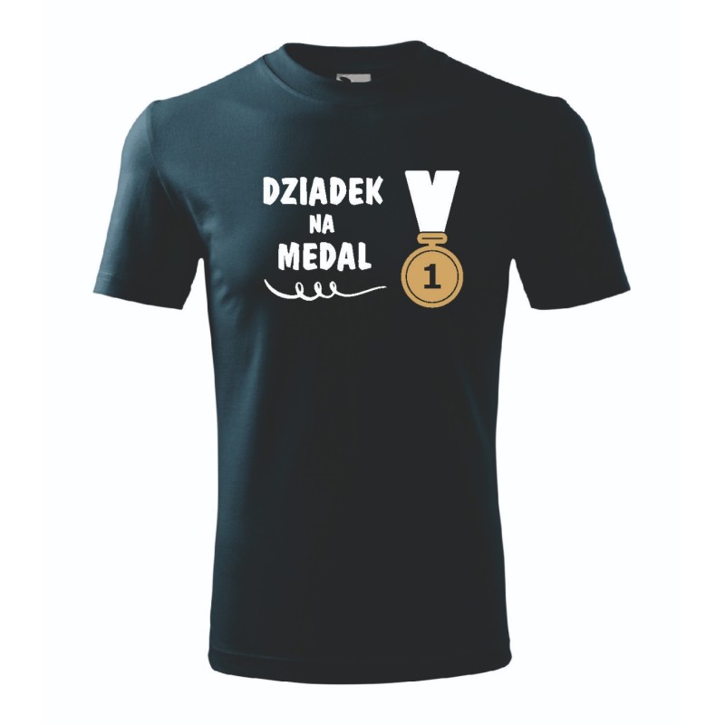 T-shirt męski granatowy dziadek na medal roz. S