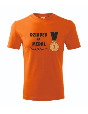 T-shirt męski pomarańcz dziadek na medal roz. S