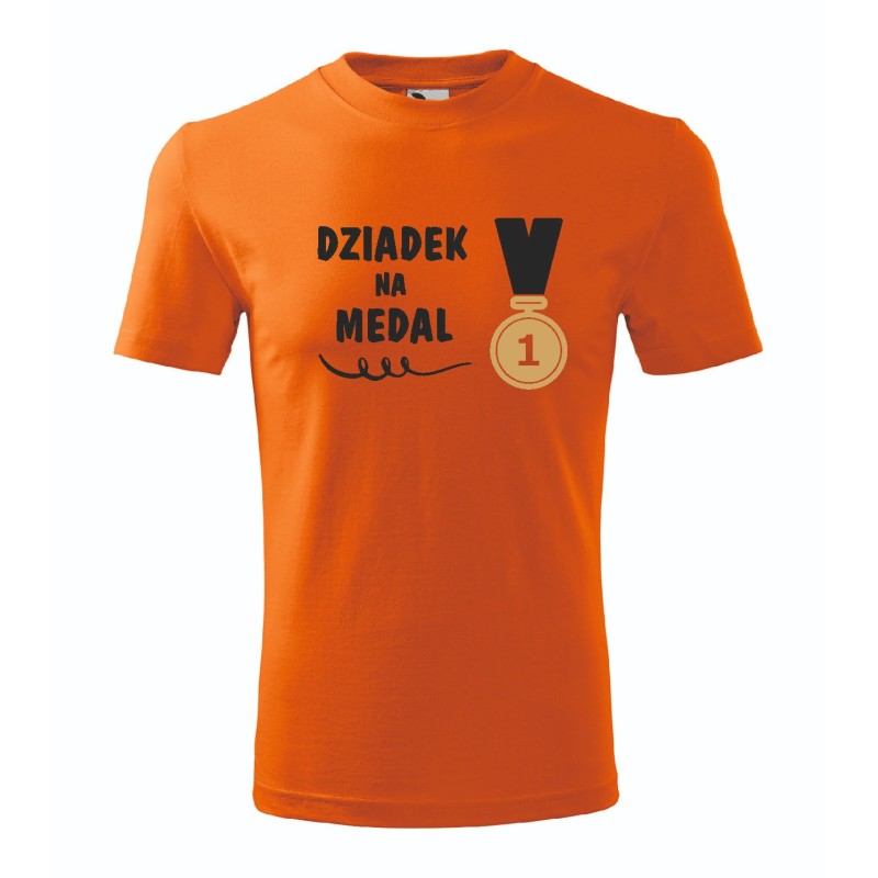 T-shirt męski pomarańcz dziadek na medal roz. S