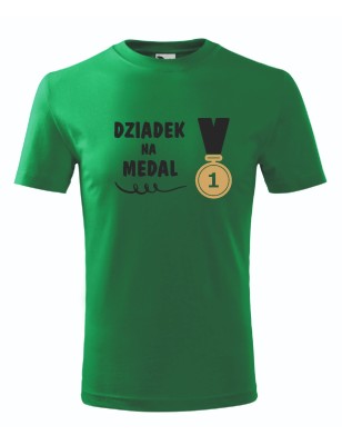 T-shirt męski zielony dziadek na medal roz. S