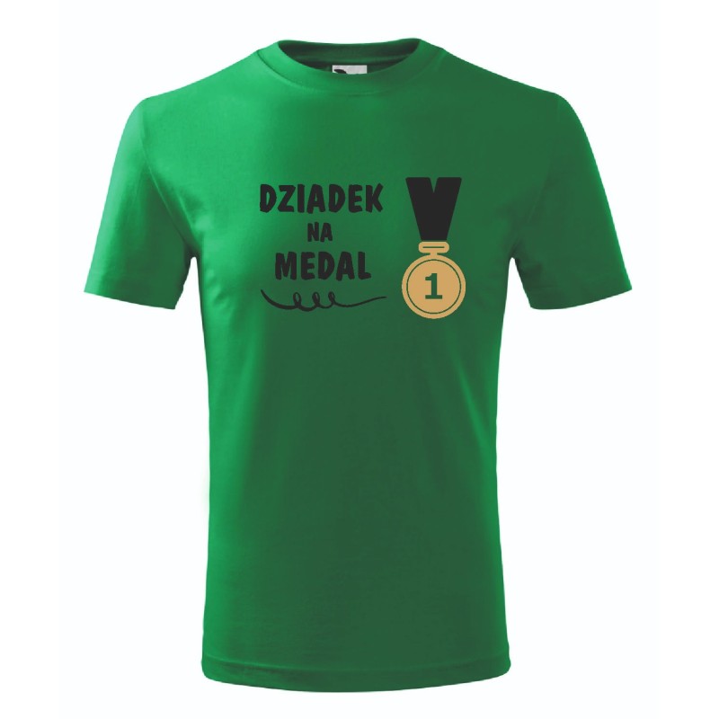 T-shirt męski zielony dziadek na medal roz. S