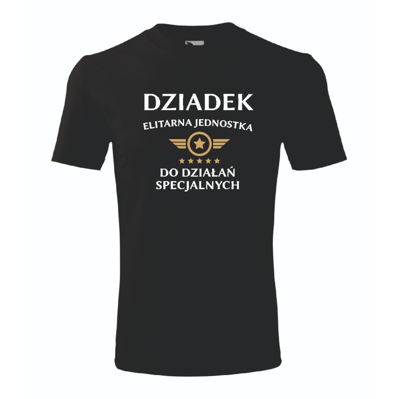 T-shirt męski czarny elitarny dziadek roz. S