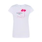 T-shirt damski biały happy valentine roz. S