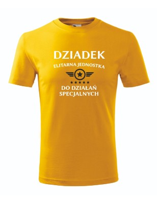 T-shirt męski żółty elitarny dziadek roz. S