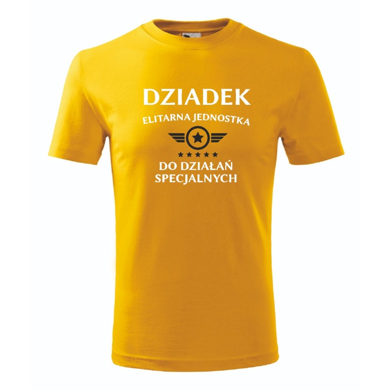 T-shirt męski żółty elitarny dziadek roz. S