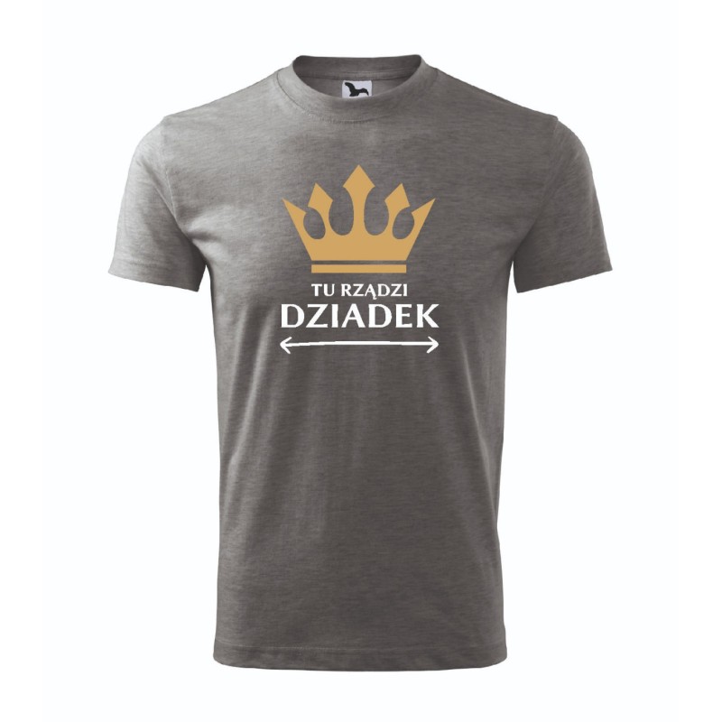 T-shirt męski szary tu rządzi dziadek roz. S