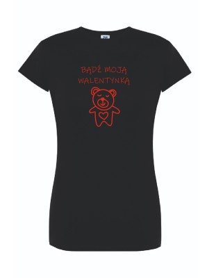 T-shirt damski czarny bądź moją walentynką roz. S