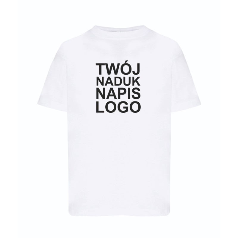 Dziecięca koszulka T-shirt z twoim napisem nadrukiem logo biała roz. 3/4