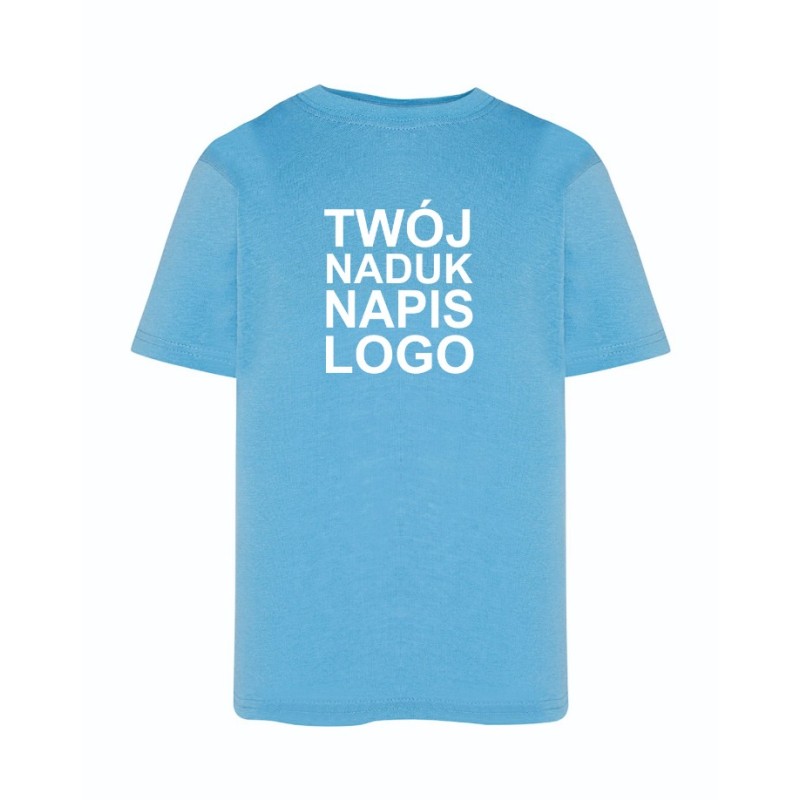 Dziecięca koszulka T-shirt z twoim napisem nadrukiem logo błękitna