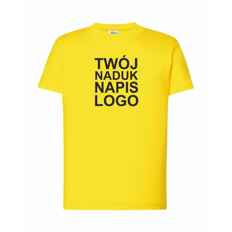 Dziecięca koszulka T-shirt z twoim napisem nadrukiem logo żółta roz. 3/4