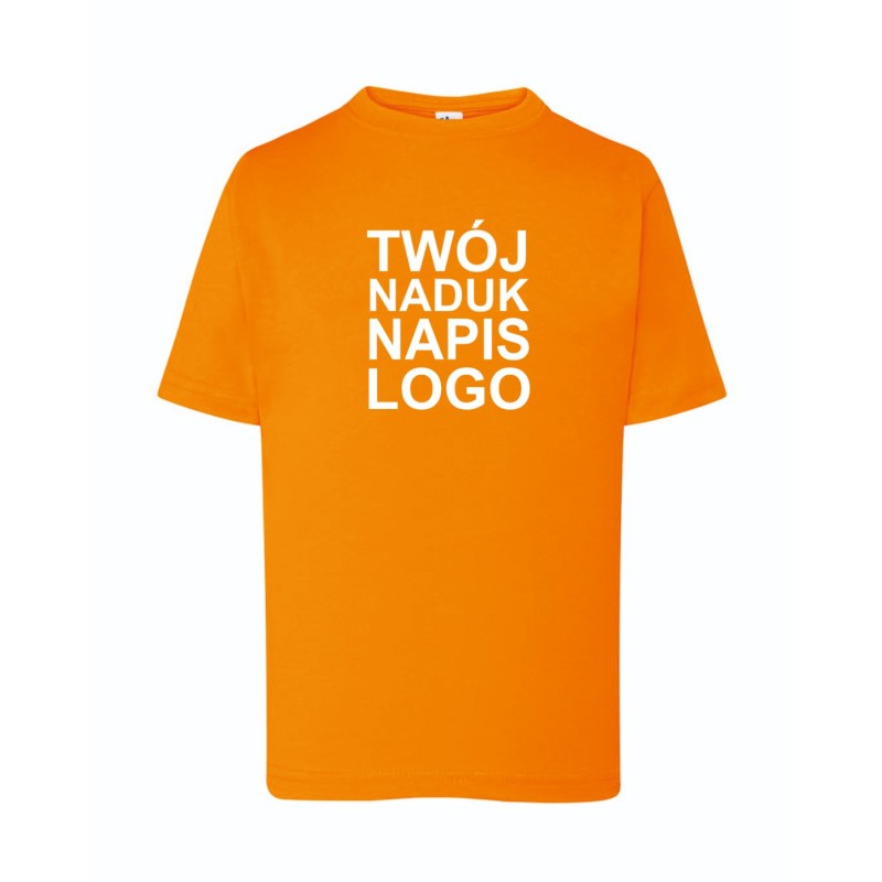 Dziecięca koszulka T-shirt z twoim napisem nadrukiem logo pomarańczowa