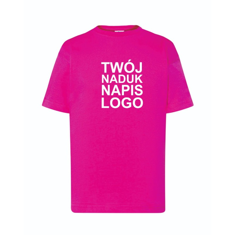 Dziecięca koszulka T-shirt z twoim napisem nadrukiem logo fuksja