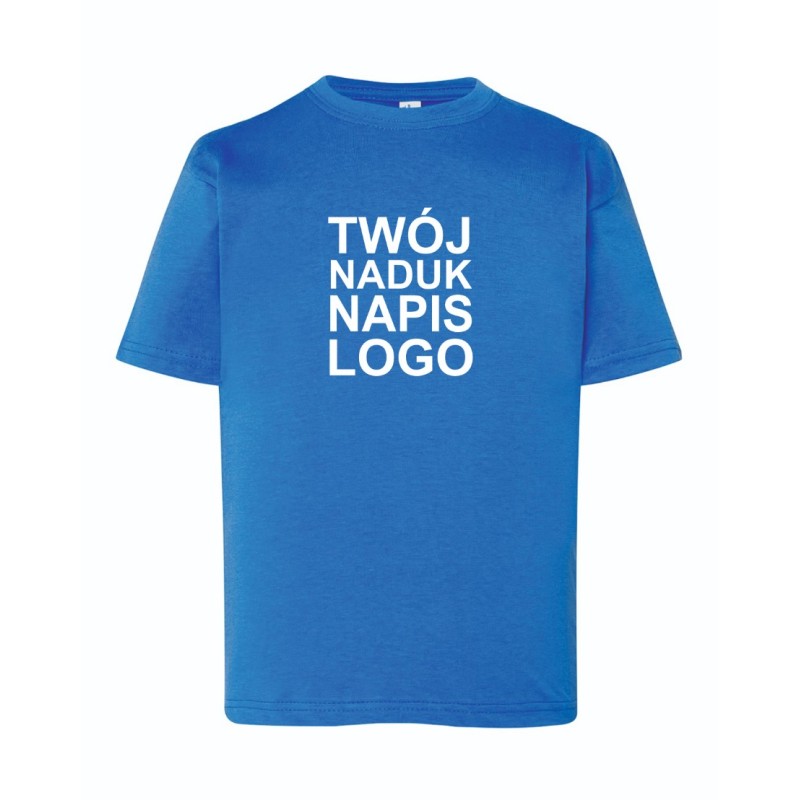 Dziecięca koszulka T-shirt z twoim napisem nadrukiem logo chabrowa roz. 3/4