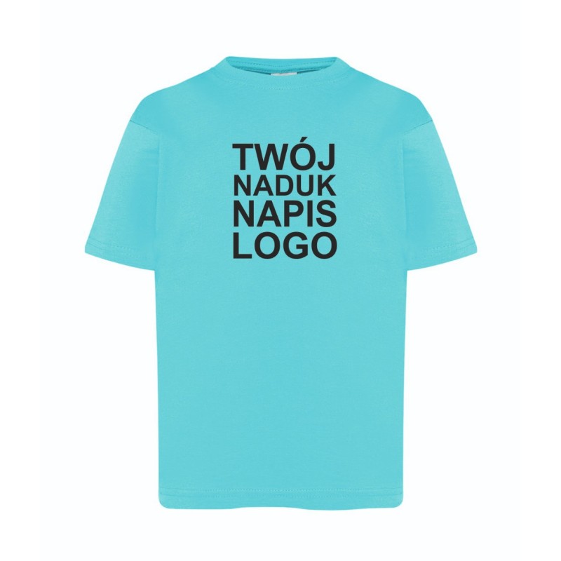 Dziecięca koszulka T-shirt z twoim napisem nadrukiem logo turkusowa roz. 3/4