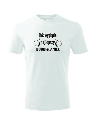 T-shirt męski najlepszy budowlaniec - 10 kolorów do wyboru