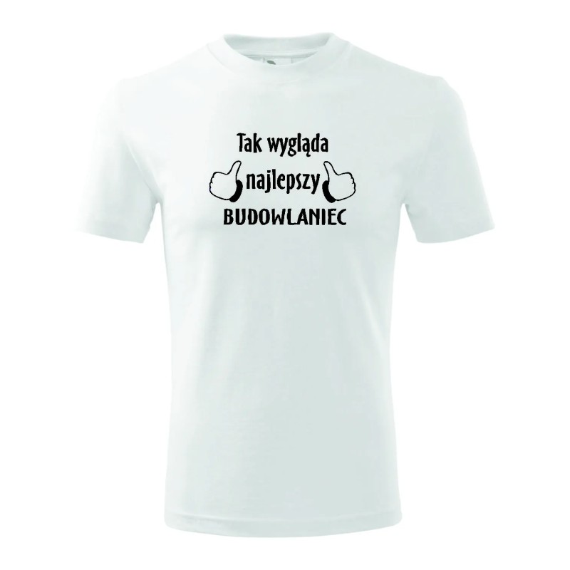 T-shirt męski najlepszy budowlaniec - 10 kolorów do wyboru