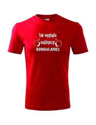 T-shirt męski najlepszy budowlaniec - 10 kolorów do wyboru