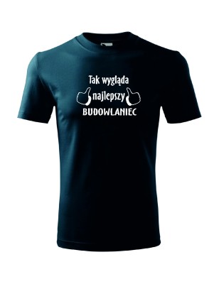 T-shirt męski najlepszy budowlaniec - 10 kolorów do wyboru