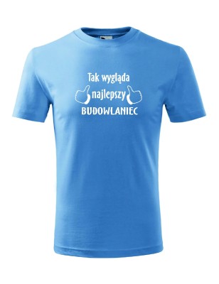 T-shirt męski najlepszy budowlaniec - 10 kolorów do wyboru