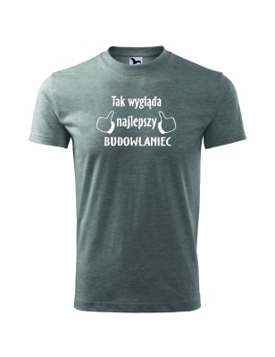 T-shirt męski najlepszy budowlaniec - 10 kolorów do wyboru