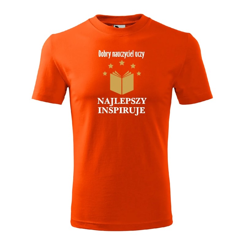 T-shirt męski najlepszy nauczyciel inspiruje - 10 kolorów do wyboru