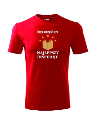 T-shirt męski najlepszy nauczyciel inspiruje - 10 kolorów do wyboru