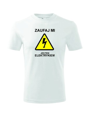 T-shirt męski zaufaj mi jestem elektrykiem - 10 kolorów do wyboru