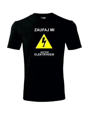 T-shirt męski zaufaj mi jestem elektrykiem - 10 kolorów do wyboru