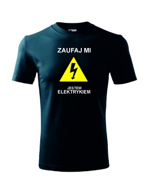 T-shirt męski zaufaj mi jestem elektrykiem - 10 kolorów do wyboru