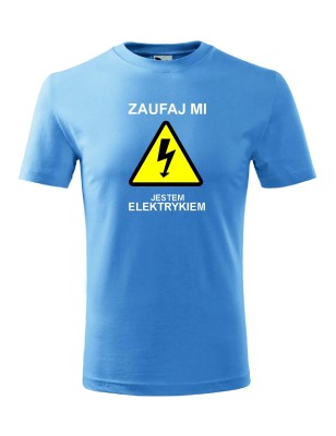 T-shirt męski zaufaj mi jestem elektrykiem - 10 kolorów do wyboru