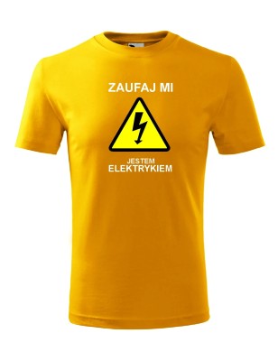 T-shirt męski zaufaj mi jestem elektrykiem - 10 kolorów do wyboru