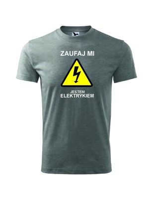 T-shirt męski zaufaj mi jestem elektrykiem - 10 kolorów do wyboru