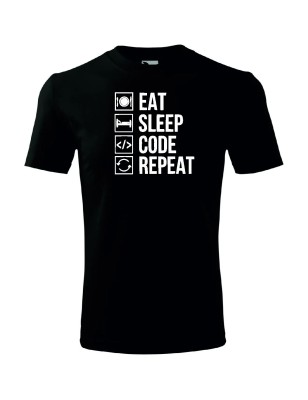 T-shirt męski eat sleep code repeat - 10 kolorów do wyboru