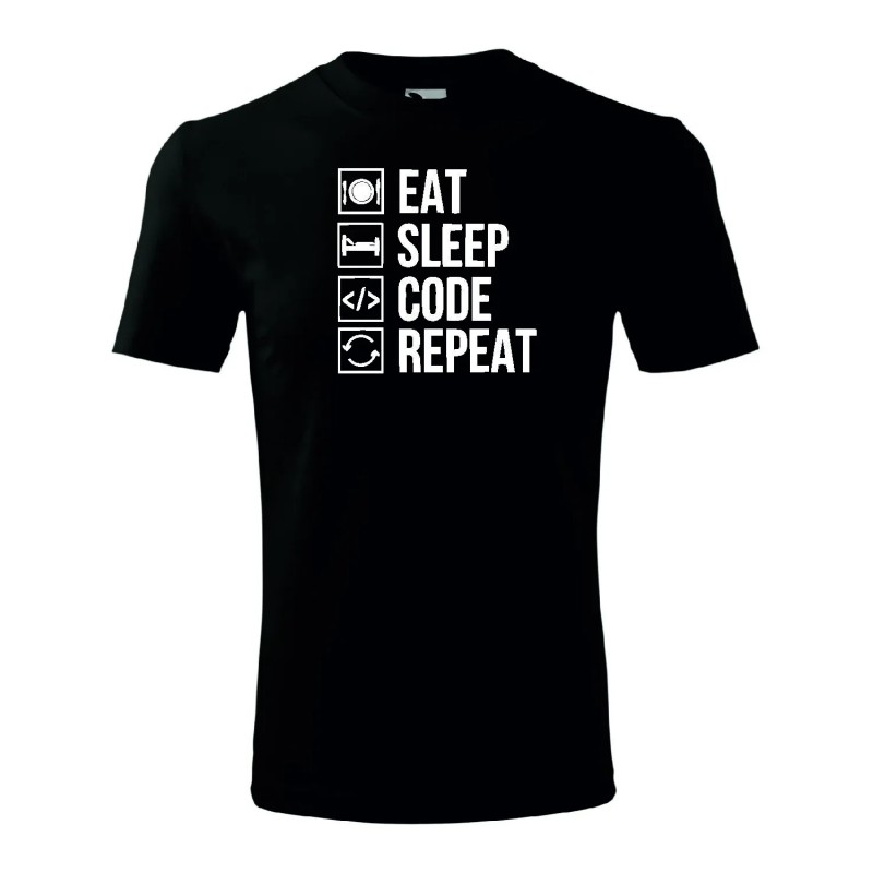 T-shirt męski eat sleep code repeat - 10 kolorów do wyboru