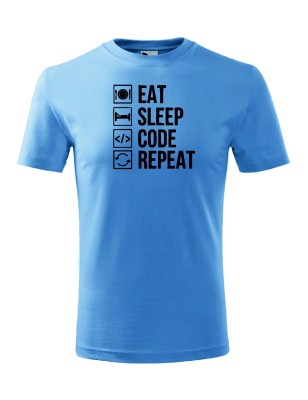 T-shirt męski eat sleep code repeat - 10 kolorów do wyboru