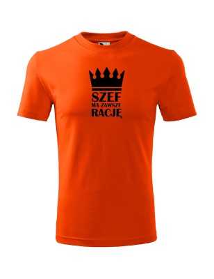 T-shirt męski szef ma zawsze rację - 10 kolorów do wyboru