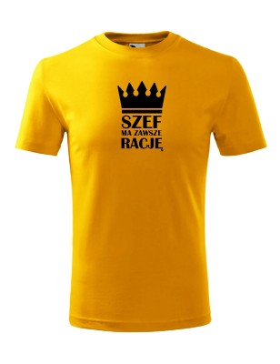 T-shirt męski szef ma zawsze rację - 10 kolorów do wyboru