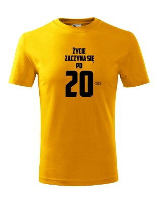 T-Shirt męski życie zaczyna się po 20stce - 10 kolorów do wyboru