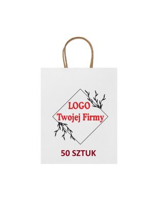 Torba Papierowa biała z Twoim Nadrukiem Logo 40cm/32cm/12/cm 50 sztuk