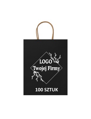 Torba Papierowa czarna z Twoim Nadrukiem Logo 40cm/32cm/12/cm 100 sztuk