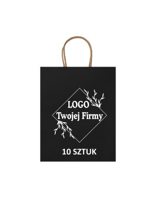 Torba Papierowa czarna z Twoim Nadrukiem Logo 40cm/32cm/12/cm 10 sztuk