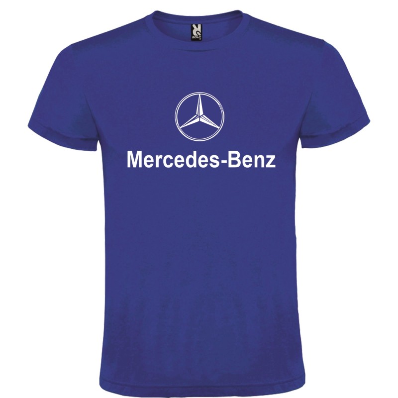 Męska koszulka T-shirt z nadrukiem Mercedes chabrowa roz. XL