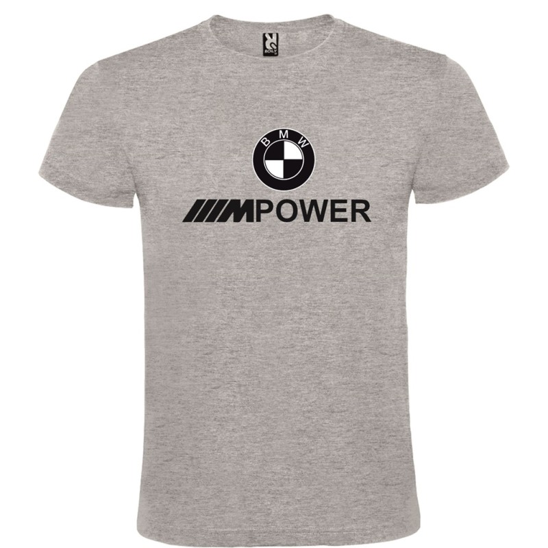 Męska koszulka T-shirt z nadrukiem BMW MPOWER szara roz. XL