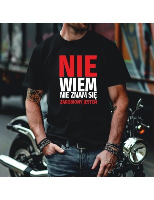 Koszulka Męska Młodzieżowa T-Shirt NIE WIEM NIE ZNAM SIĘ Bawełna roz. S