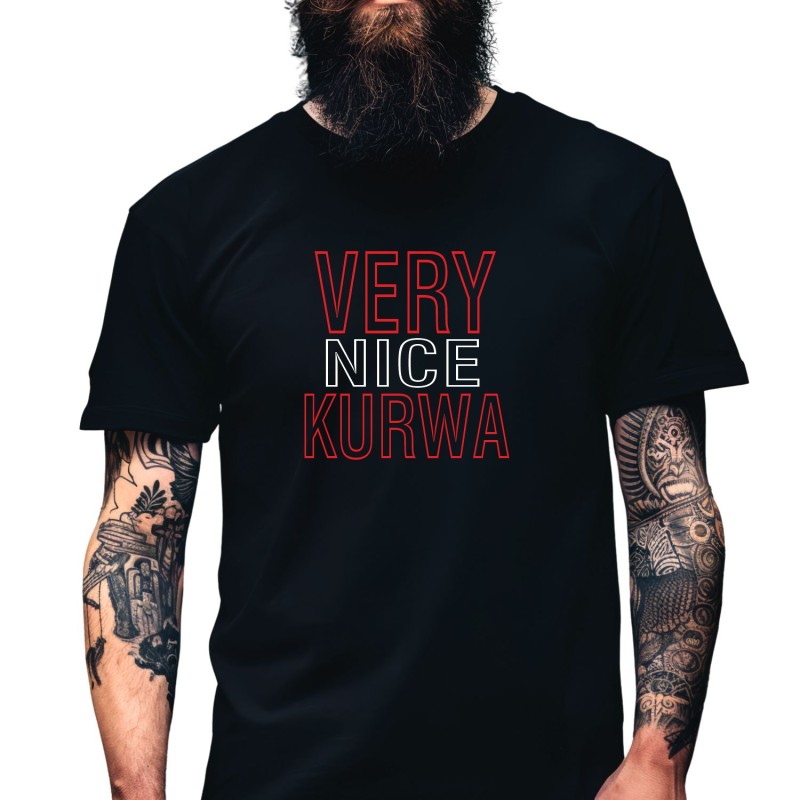 Koszulka Męska Młodzieżowa T-Shirt VERY NICE KURWA Bawełna roz. S